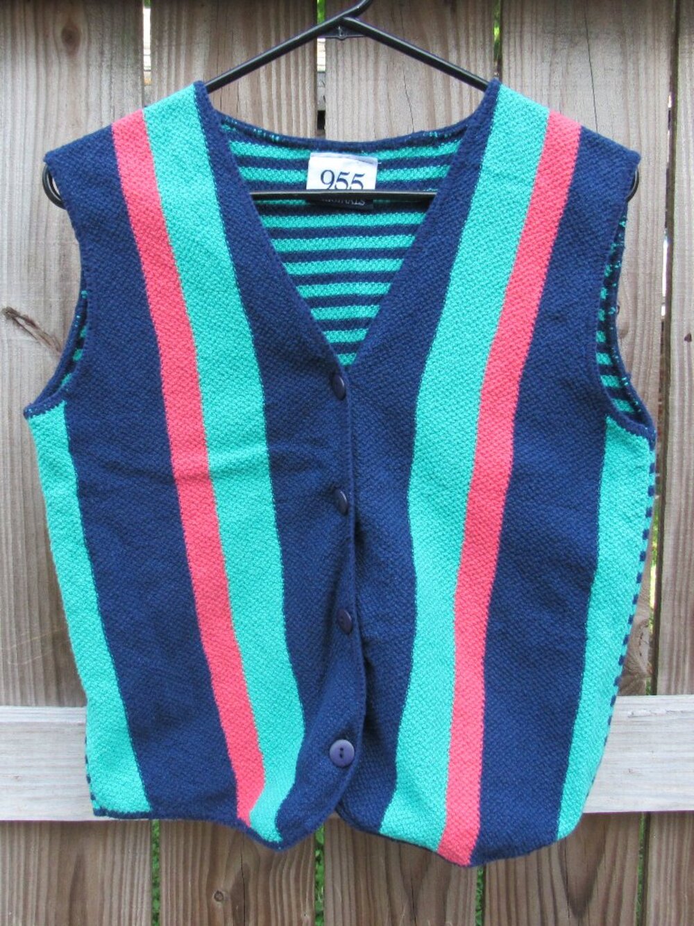Vintage 955 Originals Small Vibrant Multicolored Button-up Sweater Vest USA Made